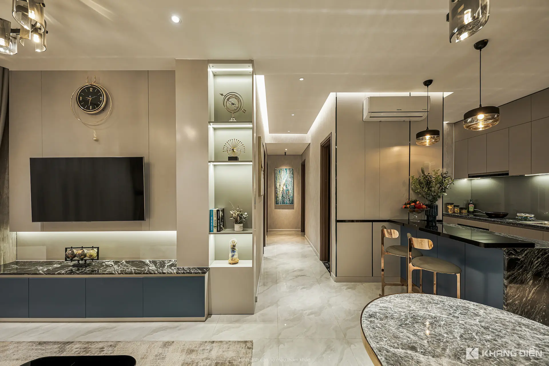 phòng khách căn hộ 2pn the privia khang điền