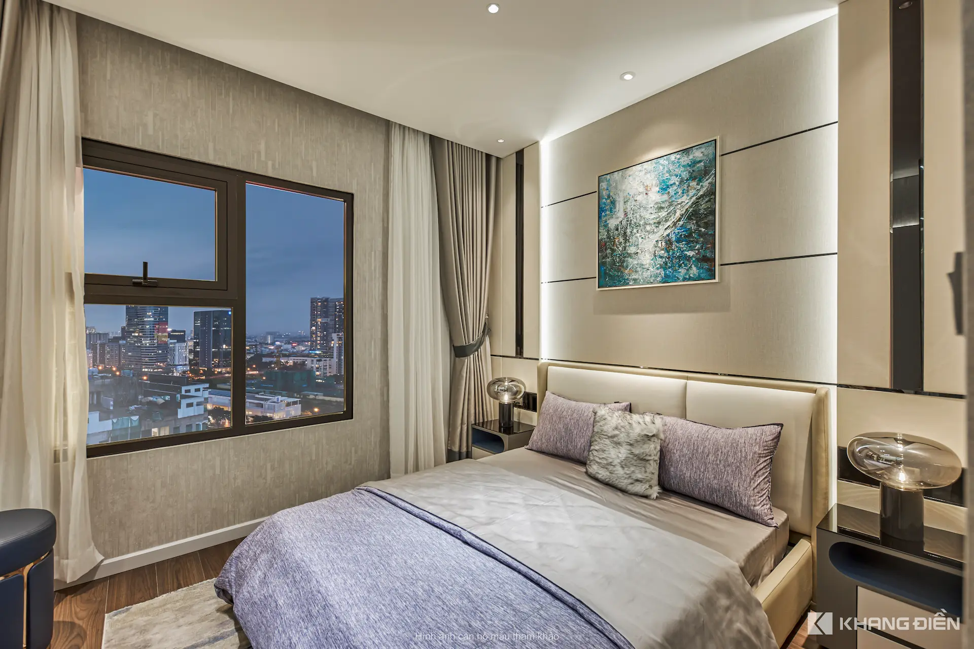 phòng ngủ căn hộ 3pn the privia khang điền